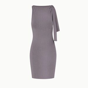 Khy Sueded Stretch Knotted Mini Dress in Steel Grey. Size XXS.